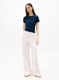 Μπλε Essential Ριμπ T-Shirt Σε Slim Γραμμή  Γυναίκες