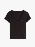 Black Essential V-Neck Slim Fit T-Shirt  Women
