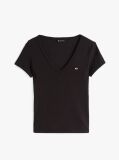 Black Essential V-Neck Slim Fit T-Shirt  Women