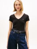 Black Essential V-Neck Slim Fit T-Shirt  Women