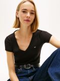 Black Essential V-Neck Slim Fit T-Shirt  Women