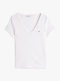 Άσπρο Essential T-Shirt Σε Slim Γραμμή Με V  Γυναίκες