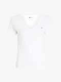 Άσπρο Essential T-Shirt Σε Slim Γραμμή Με V  Γυναίκες