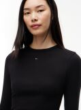 Μαύρο Μακρυμάνικο Ριμπ T-Shirt Σε Slim Γραμμή  Γυναίκες