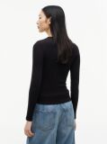 Μαύρο Μακρυμάνικο Ριμπ T-Shirt Σε Slim Γραμμή  Γυναίκες