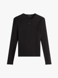 Μαύρο Μακρυμάνικο Ριμπ T-Shirt Σε Slim Γραμμή  Γυναίκες