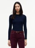 Blue Ribbed Slim Long Sleeve T-Shirt  Women