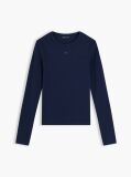 Blue Ribbed Slim Long Sleeve T-Shirt  Women