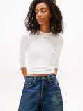 Beige Ribbed Slim Long Sleeve T-Shirt  Women