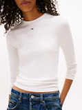 Beige Ribbed Slim Long Sleeve T-Shirt  Women