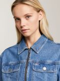 Denim Claire Zip-Thru Cropped Trucker Jacket  Women