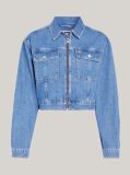 Denim Claire Zip-Thru Cropped Trucker Jacket  Women