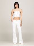 White Denim Fitted Cropped Bustier Top  Women
