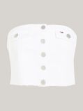 White Denim Fitted Cropped Bustier Top  Women