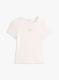 Μπεζ Κοντομάνικο T-Shirt Ριμπ Σε Slim Γραμμή  Γυναίκες