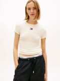 Κίτρινο Κοντομάνικο T-Shirt Ριμπ Σε Slim Γραμμή  Γυναίκες