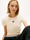 Κίτρινο Κοντομάνικο T-Shirt Ριμπ Σε Slim Γραμμή  Γυναίκες