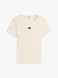 Κίτρινο Κοντομάνικο T-Shirt Ριμπ Σε Slim Γραμμή  Γυναίκες