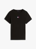 Μαύρο Κοντομάνικο T-Shirt Ριμπ Σε Slim Γραμμή  Γυναίκες