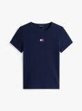 Μπλε Κοντομάνικο T-Shirt Ριμπ Σε Slim Γραμμή  Γυναίκες