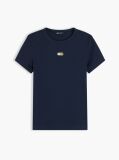 Μπλε Κοντομάνικο T-Shirt Ριμπ Σε Slim Γραμμή  Γυναίκες
