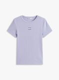 Μωβ Κοντομάνικο T-Shirt Ριμπ Σε Slim Γραμμή  Γυναίκες