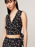 Multi Floral Print Ruffle Wrap Crop Top  Women
