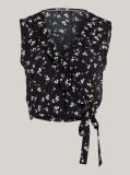 Multi Floral Print Ruffle Wrap Crop Top  Women