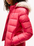 Pink Faux Faur Hooded Down-Filled Fitted Jacket  Women