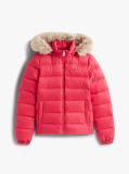 Pink Faux Faur Hooded Down-Filled Fitted Jacket  Women