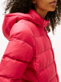Pink Faux Faur Hooded Down-Filled Fitted Jacket  Women