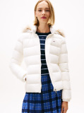 Beige Faux Faur Hooded Down-Filled Fitted Jacket  Women