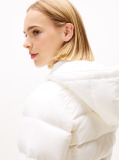 Beige Faux Faur Hooded Down-Filled Fitted Jacket  Women