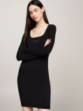 Black Scoop Neck Long Sleeve Bodycon Dress  Women