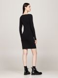 Black Scoop Neck Long Sleeve Bodycon Dress  Women