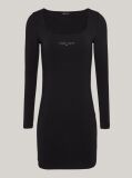 Black Scoop Neck Long Sleeve Bodycon Dress  Women