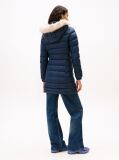 Blue Faux Fur Trim Hooded Down Coat  Women