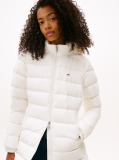 Beige Faux Fur Trim Hooded Down Coat  Women