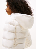 Beige Faux Fur Trim Hooded Down Coat  Women
