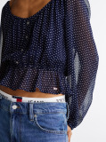 Multi Star Print Ruffle Slim Blouse  Women