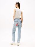 Denim Patchwork High Rise Slim Straight Jeans  Women