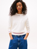 White Flag Embroidery Crew Neck Jumper  Women
