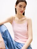 Pink Ribbed Slim Spaghetti Strap Top  Women