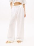 Beige Wide Leg Trousers With Linen  Women