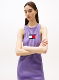 Purple Ribbed Sleeveless Mini Jumper Dress  Women