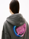 Black Back Graphic Boxy Hoody  Women