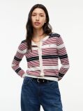Multi Flag Embroidery Slim Crew Neck Cardigan  Women