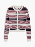 Multi Flag Embroidery Slim Crew Neck Cardigan  Women