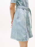 Denim Μίνι Denim Φόρεμα Με Ζώνη Και Ξεθωριασμένο Εφέ  Γυναίκες