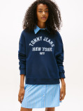 Blue Varsity Boxy Crew Neck Sweatshirt  Women
